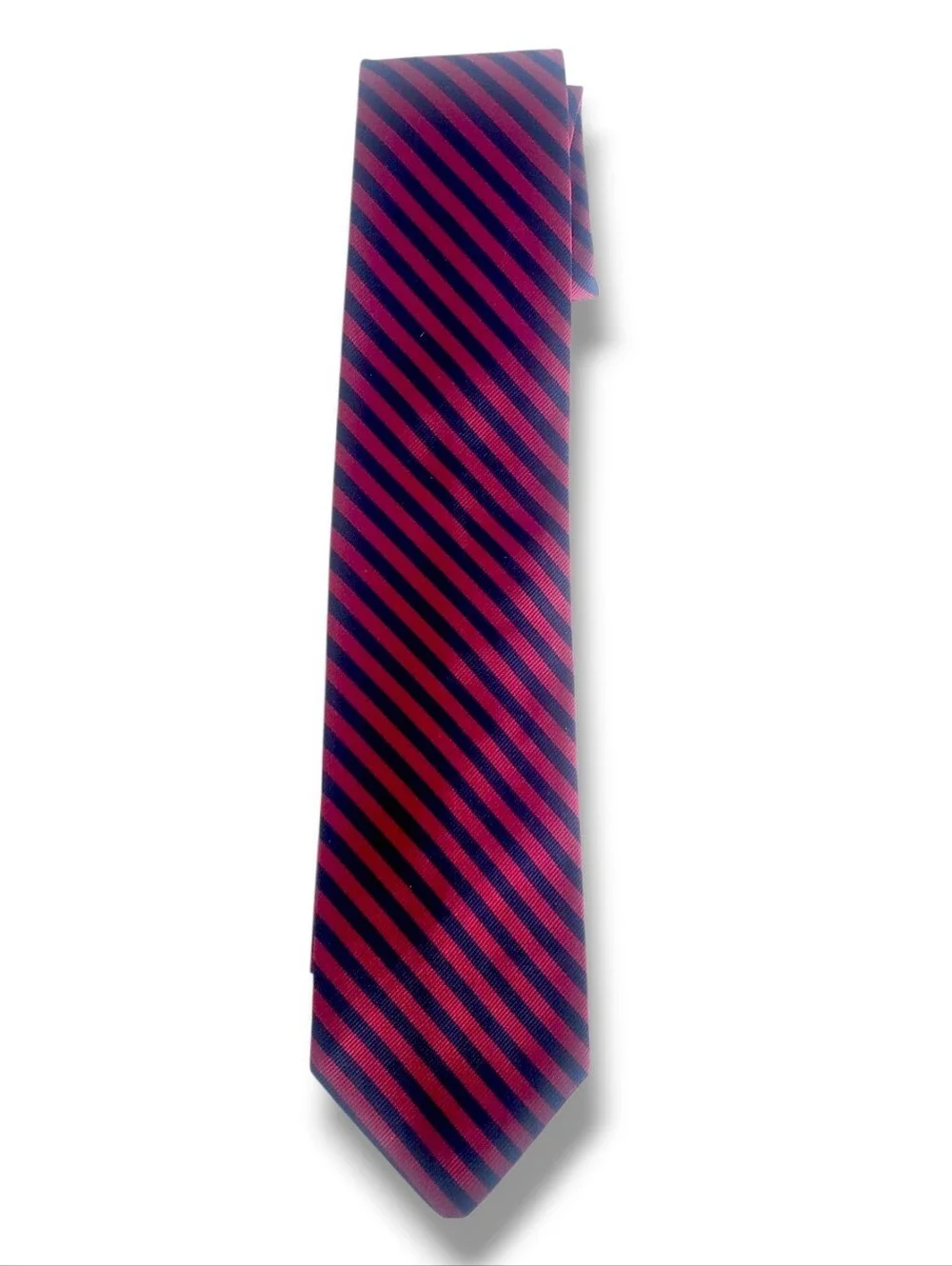 Vintage Brooks Brothers Repp Striped Silk Tie Necktie Navy Blue Red USA HandMade